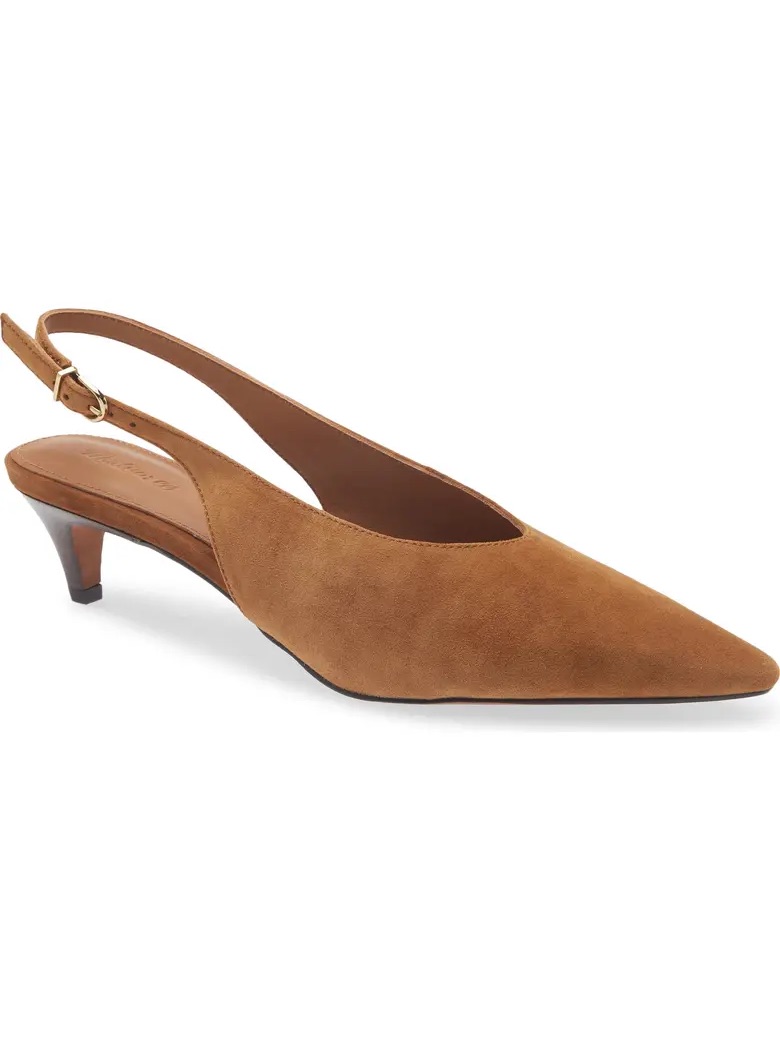 Madewell Emilie Pointed Toe Slingback Kitten Heels